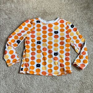 Orange & White Multicolored Polka Dot Top With Cats Face. Size 5T